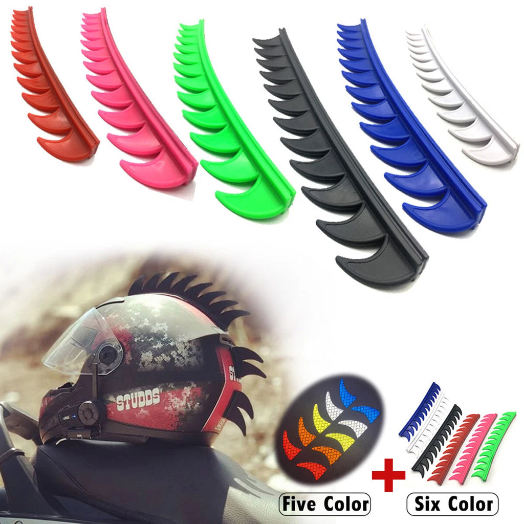 Rubber Helmet Mohawk Spikes for Dirtbike + 3M Reflective Strip
