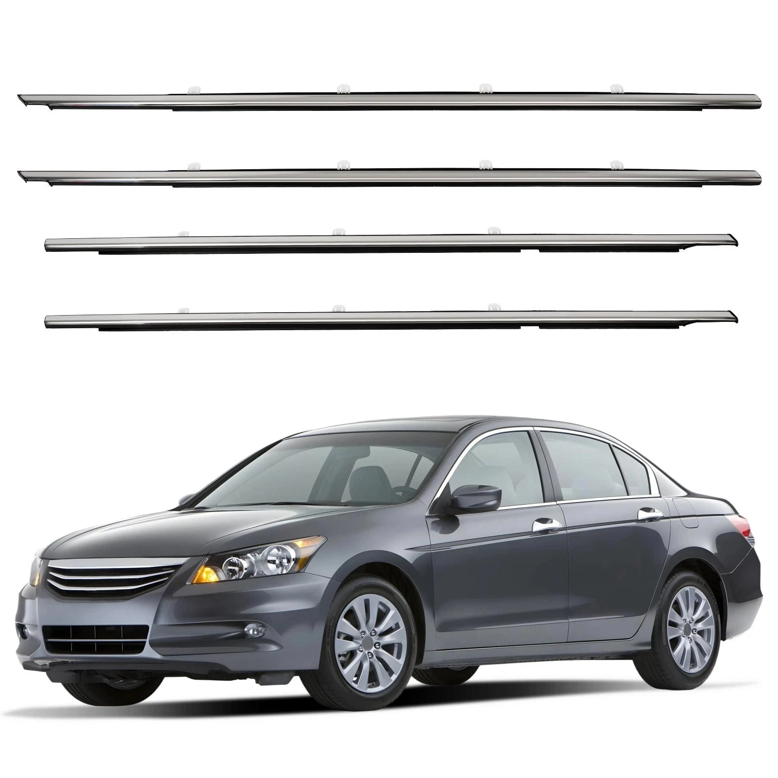 Set of 4 Weatherstrip Window Moulding Trim Seals for Honda Accord (2008–2012)