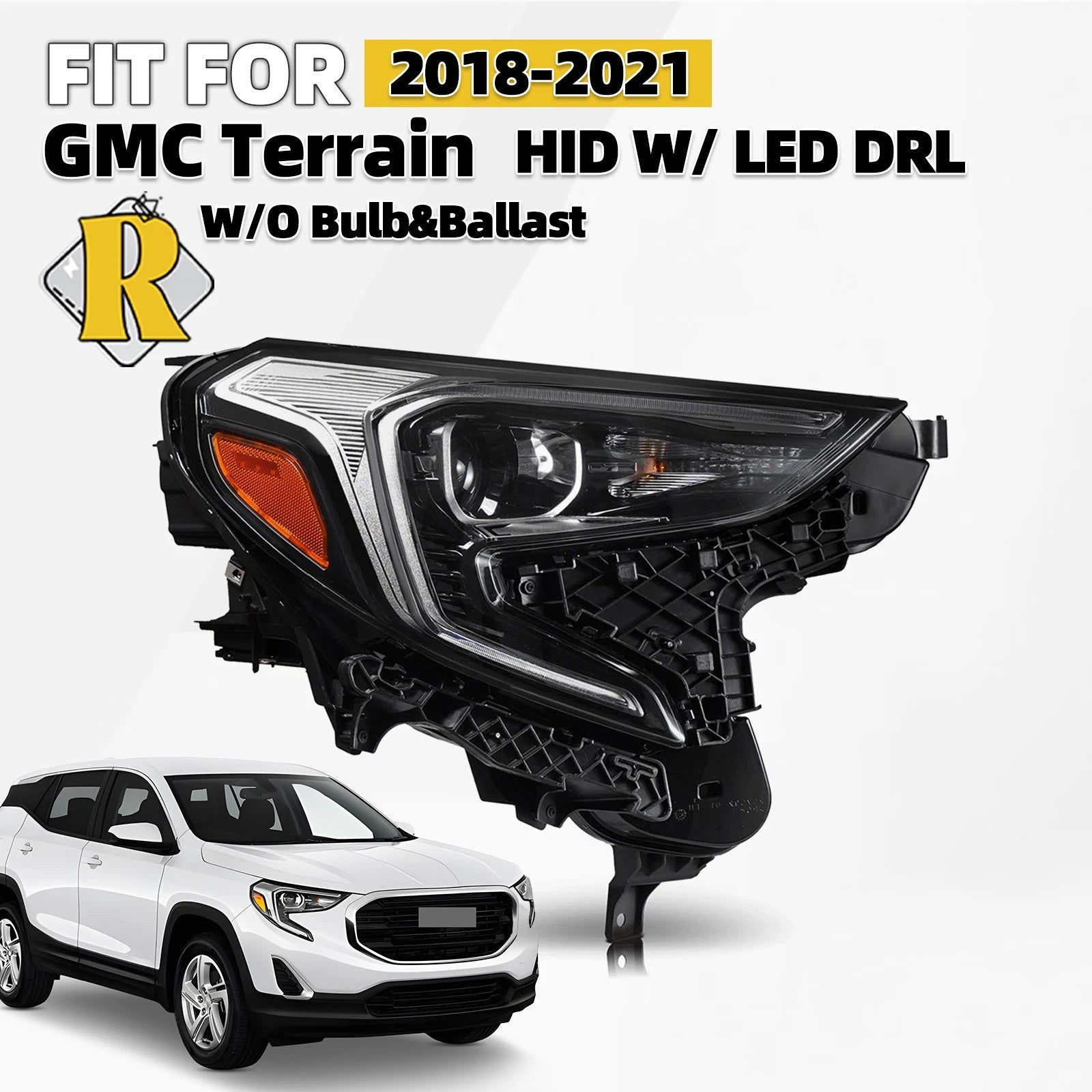 HID Xenon Headlight with LED DRL for GMC Terrain (2018–2021) Right Passenger