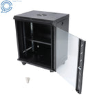 Enclosed Server Rack 12U for Secure Lock Glass Front & Sides (15.5" Deep)