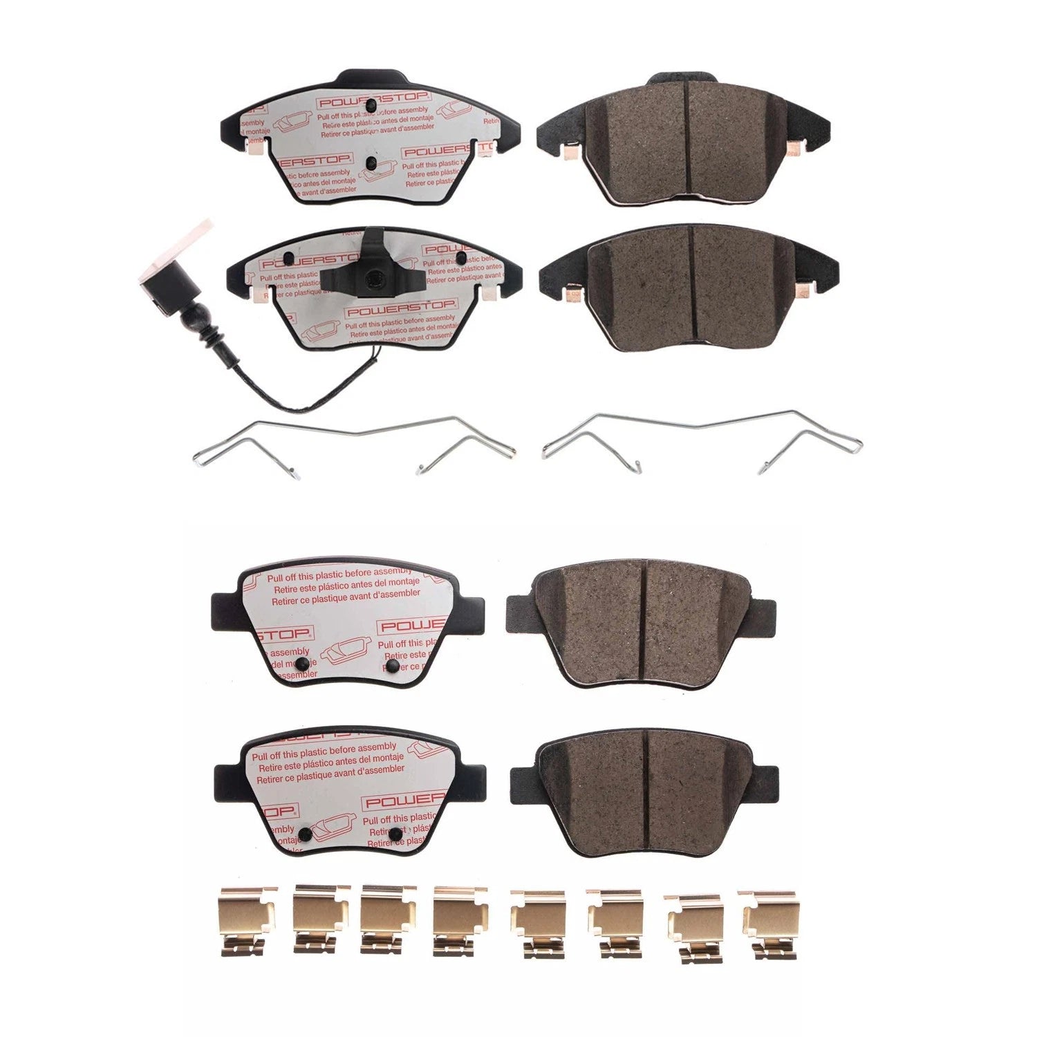 PowerStop 2X Front Rear Next Gen Euro Ceramic Disc Brake Pads Kit for A3 Golf Jetta (2015–2020)