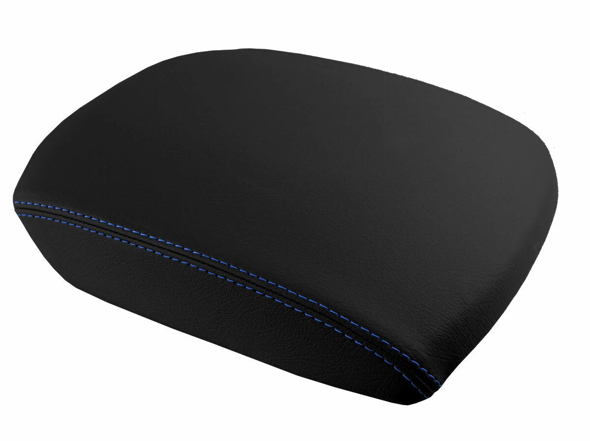 Leather Console Lid Armrest Cover for Honda Pilot (2009–2015) Blue Stitch