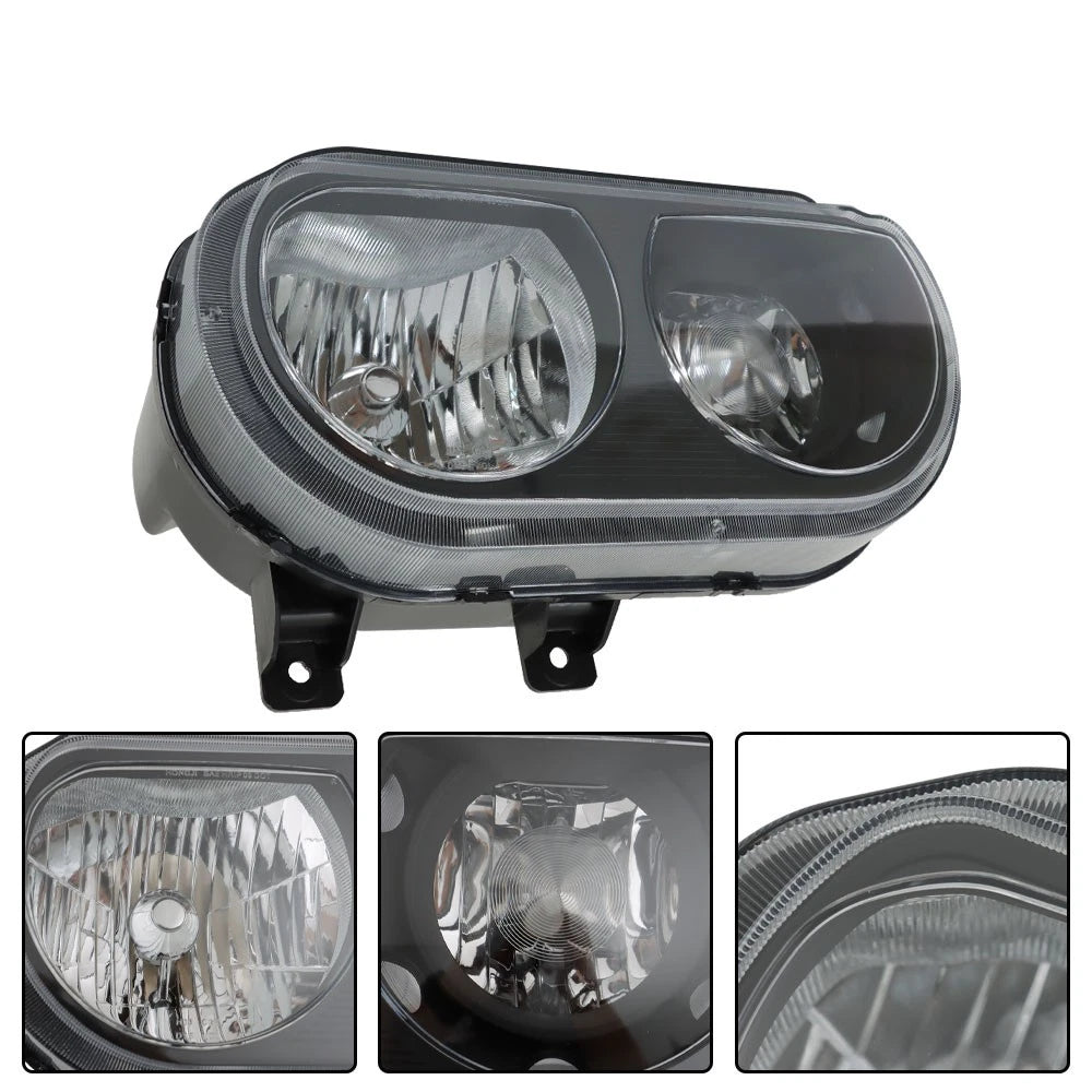 Set of 2 Black Halogen Headlights for Dodge Challenger (2008-2014)