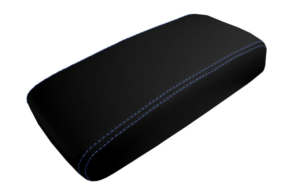 Leather Console Lid Armrest Cover for Nissan Pathfinder (1996–2004) Blue Stitch