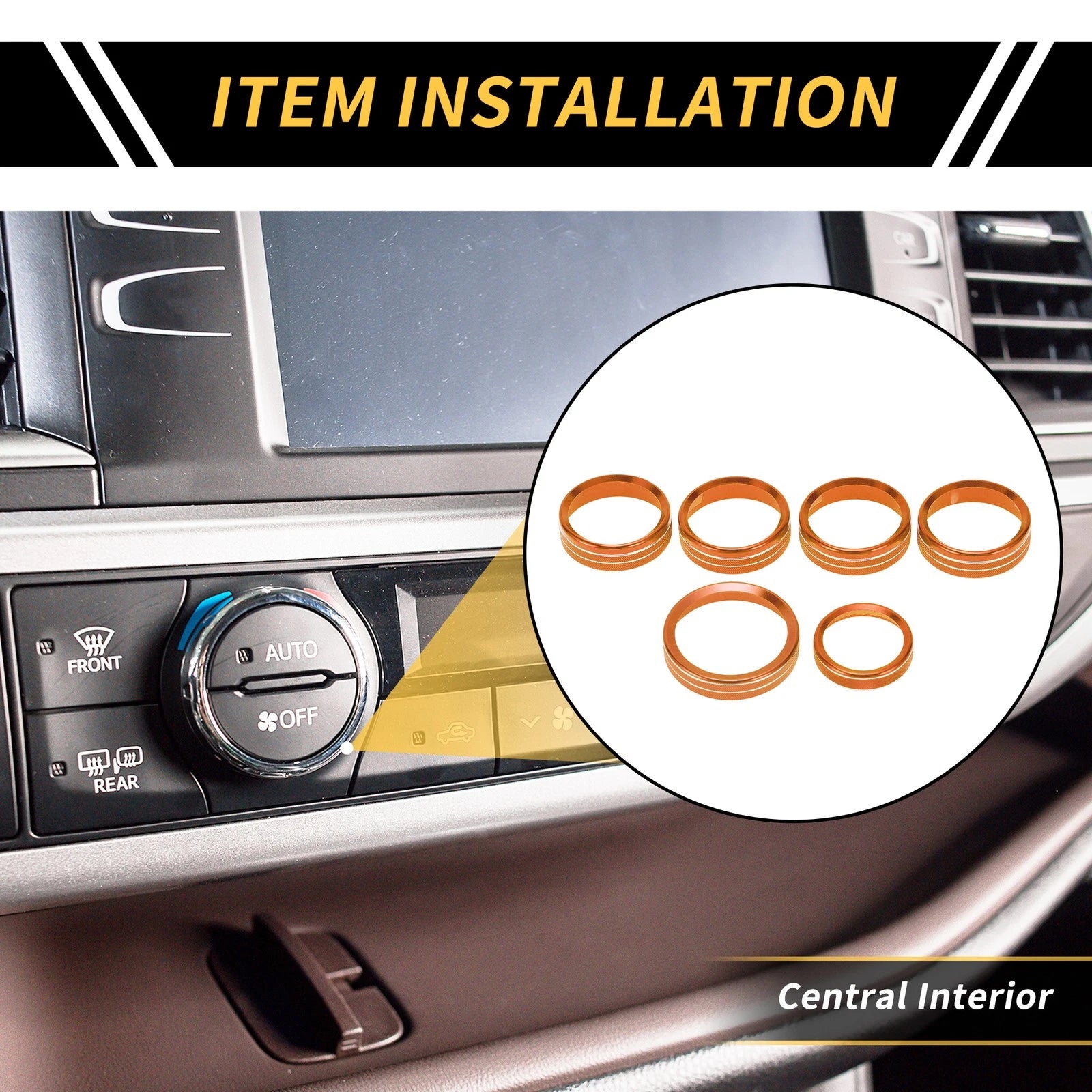 Set of 1 Air Conditioning Button Cover Trim for Ford F-150 XLT (2016–2019) Orange