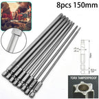 Torx Screwdriver Bit Set for Hex Security Tools (Extra Long)