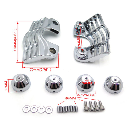 1 Pair Chrome Finned Slotted Head Bolt Spark Plug Covers for Harley Touring