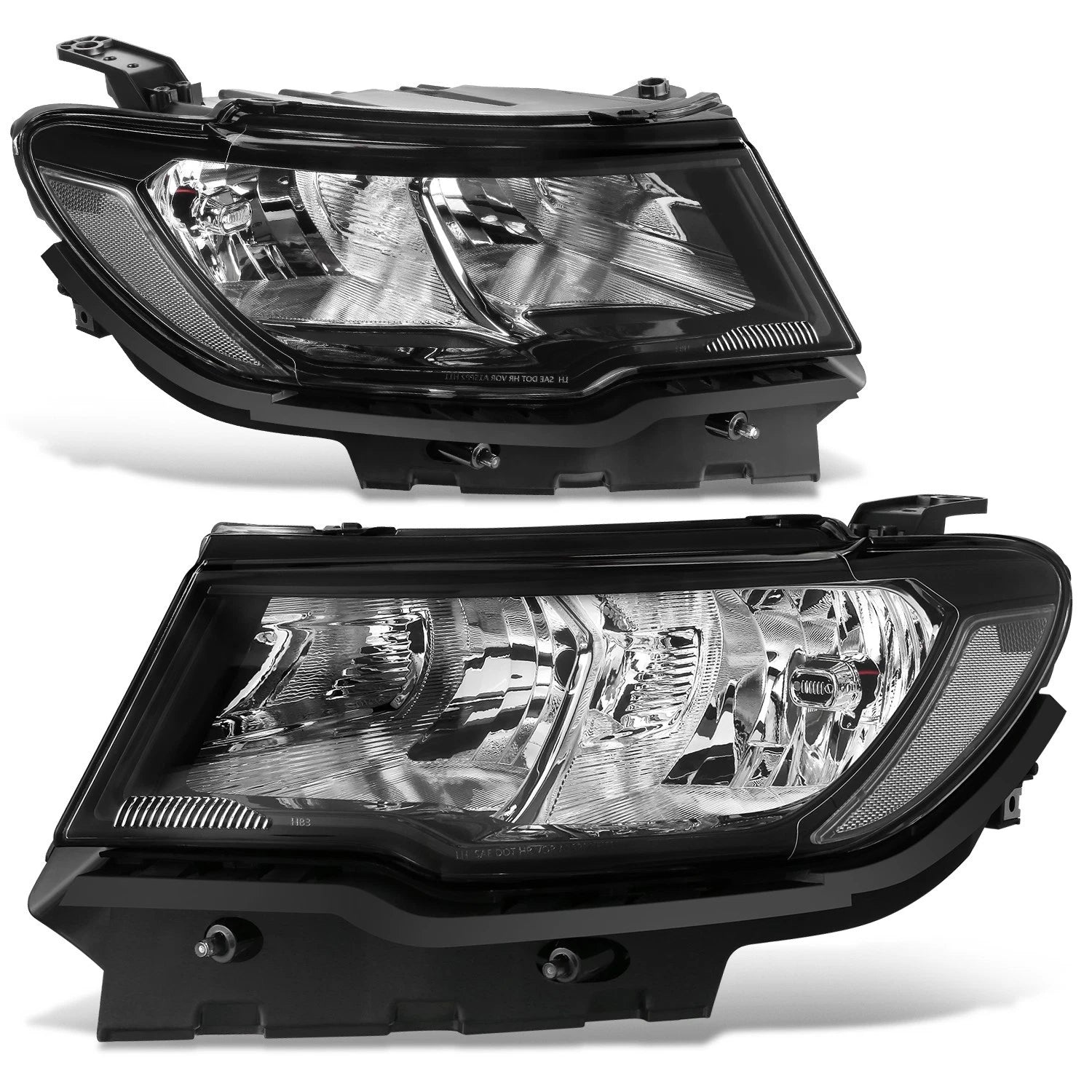2PC Headlights for Jeep Compass (2017–2021) Black Housing Clear Corner