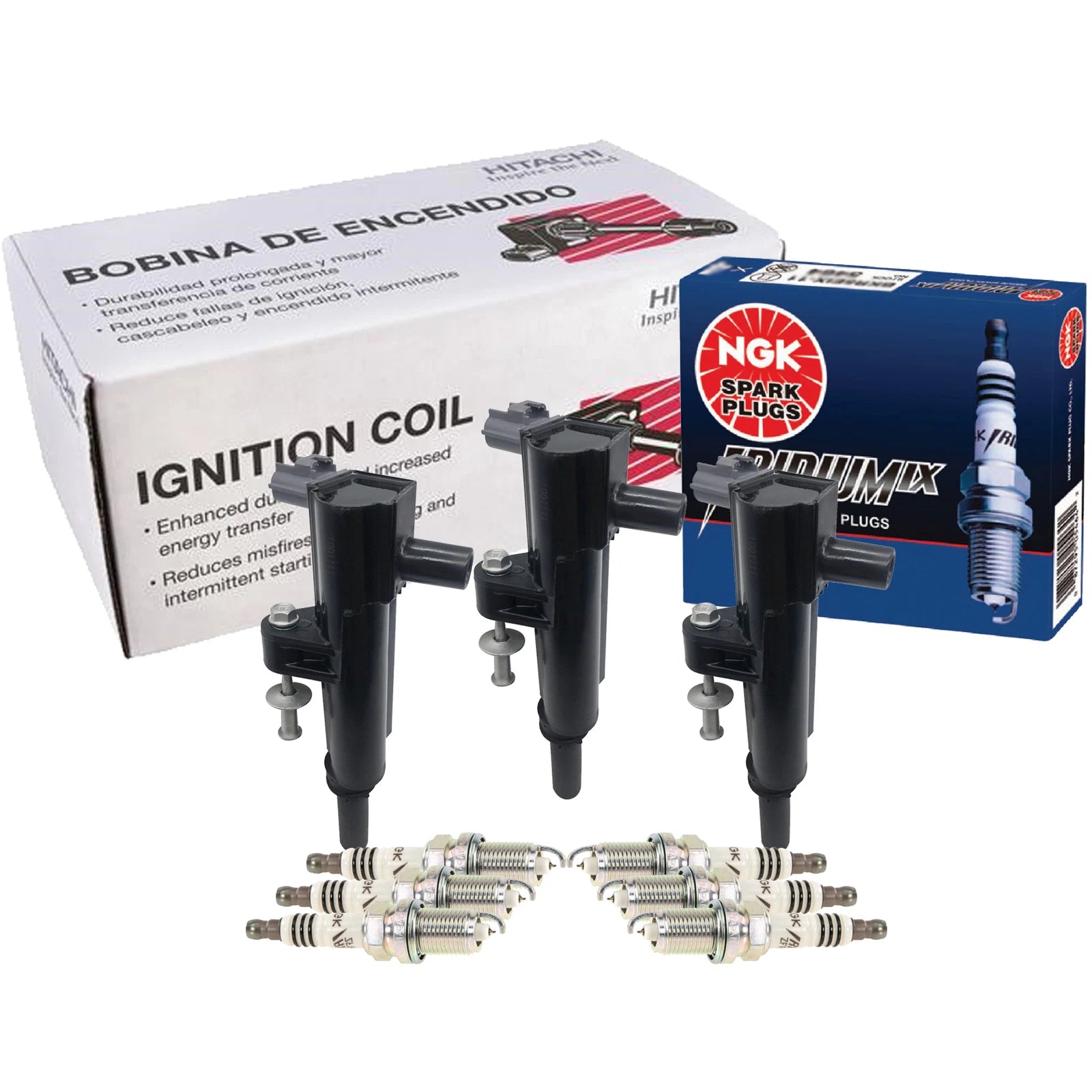 Set of 3 Ignition Coils & 6 NGK Iridium IX Spark Plugs for Dodge Jeep Ram (V6)