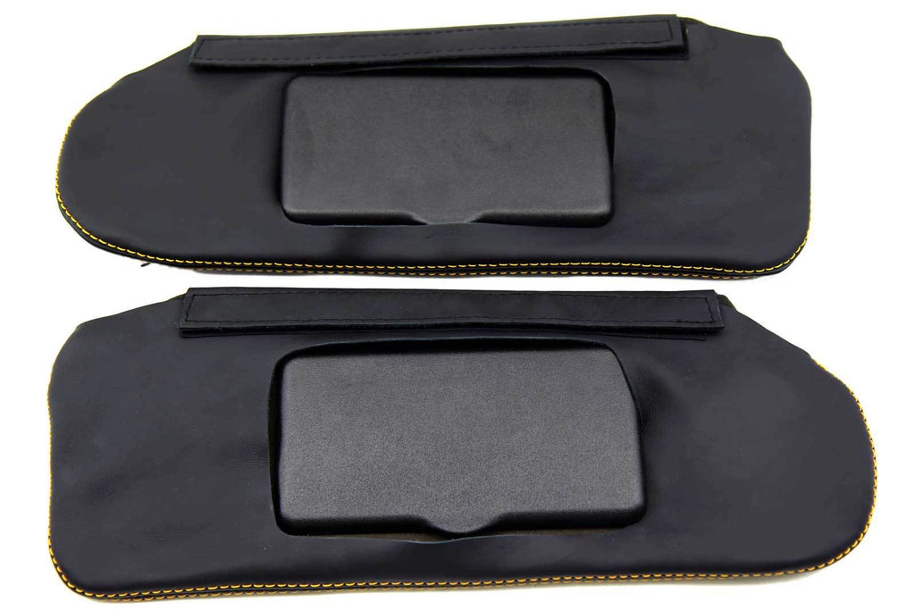 Sunvisor Leather Synthetic Covers for Camaro Firebird (1993–2002) Yellow Stitch