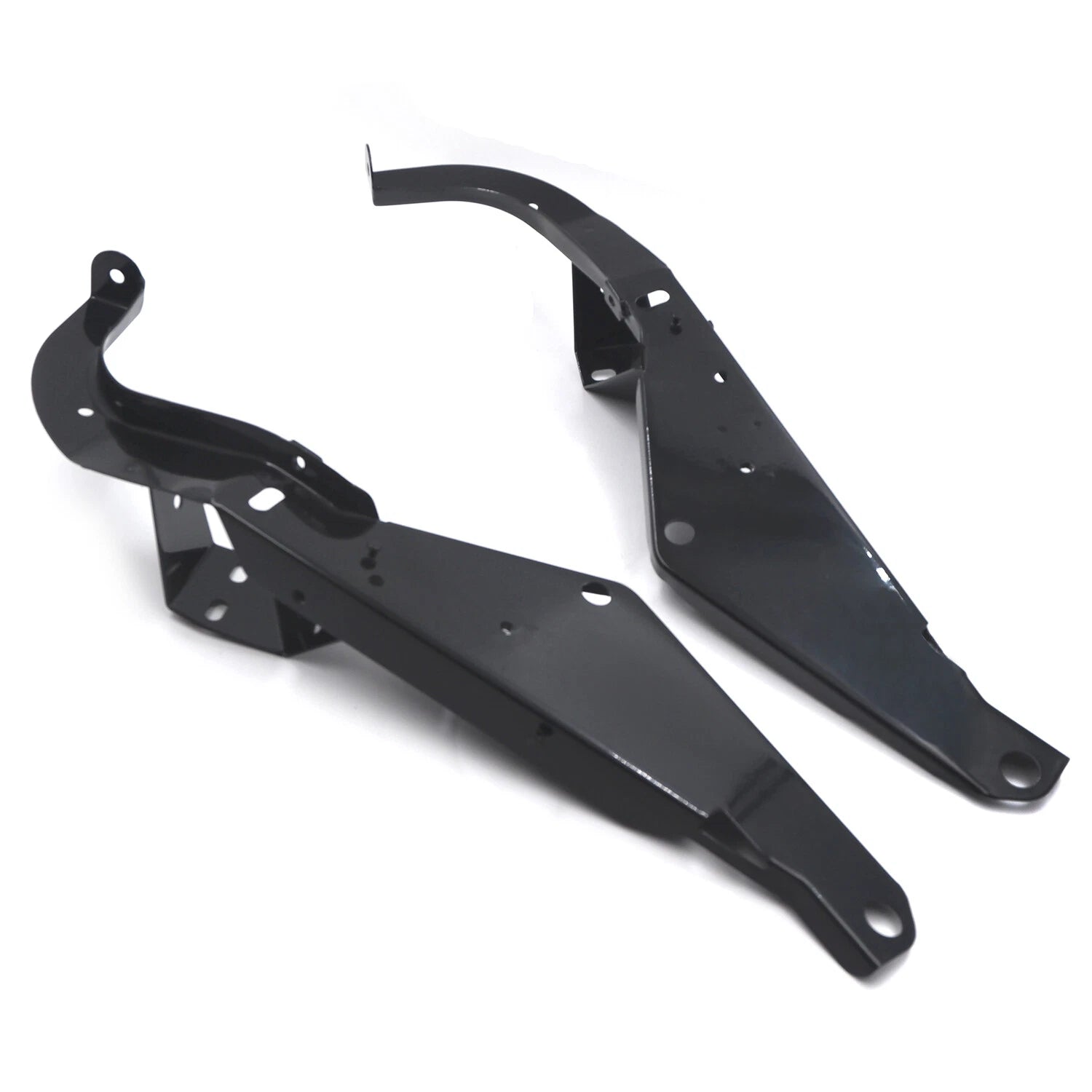 Set of 2 Black Heavy Duty Front Batwing Fairing Support Brackets for Harley Touring (1993–2013)