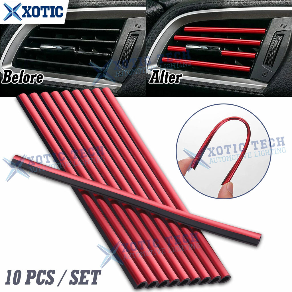 Red PVC Interior Air Vent Outlet Strip Decoration Accessories Universal Fit (10–10)
