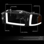 LED DRL Headlights for Dodge Ram 94–02 (Smoked Housing, Amber Corner)