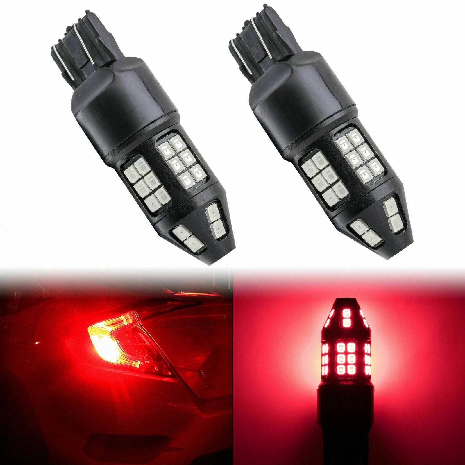 Red 40-SMD Flash Blinking Strobe LED Brake Tail Light for Parking Bulbs (—)