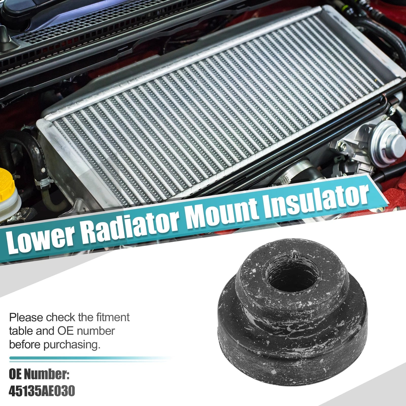 2X Rubber Upper Radiator Mount Insulator for Subaru BRZ (2013–2023)