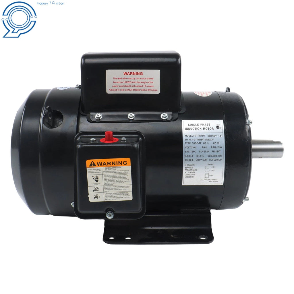 TEFC 5 HP Single Phase Motor 184T 208/230V 60Hz (Farm Duty)