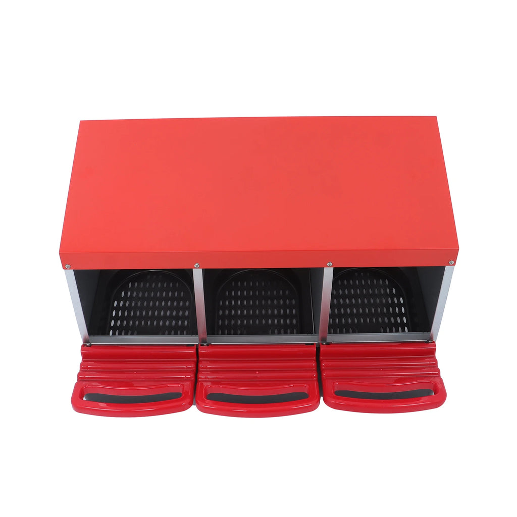 3 Hole Metal Nesting Boxes for Chicken Coop (Red)