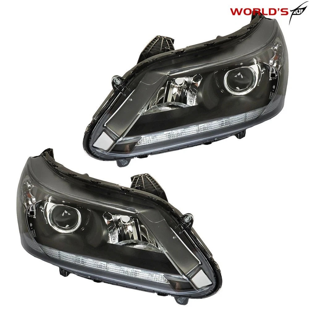Set of 2 Black Projector Headlights for Honda Accord (2013–2015) LED DRL