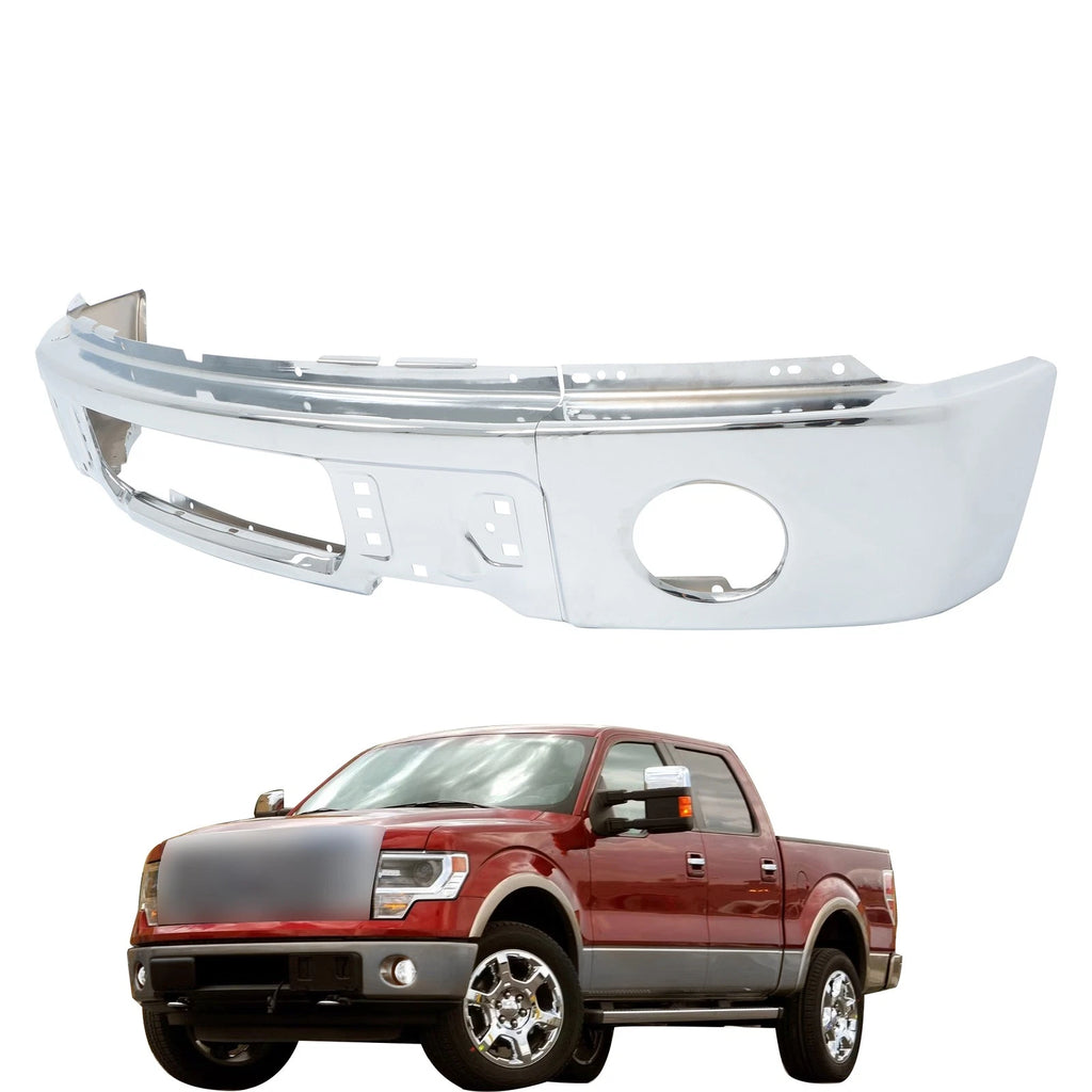 Split Style Front Bumper for Ford F-150 (2009-2015) Steel Chrome