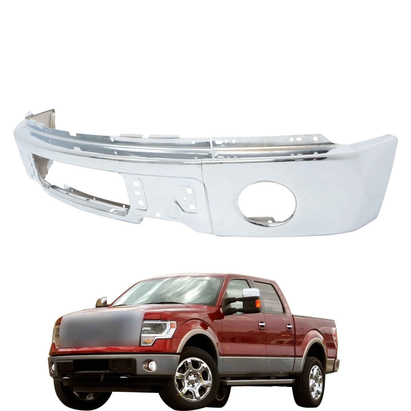 Split Style Front Bumper for Ford F-150 (2009-2015) Steel Chrome