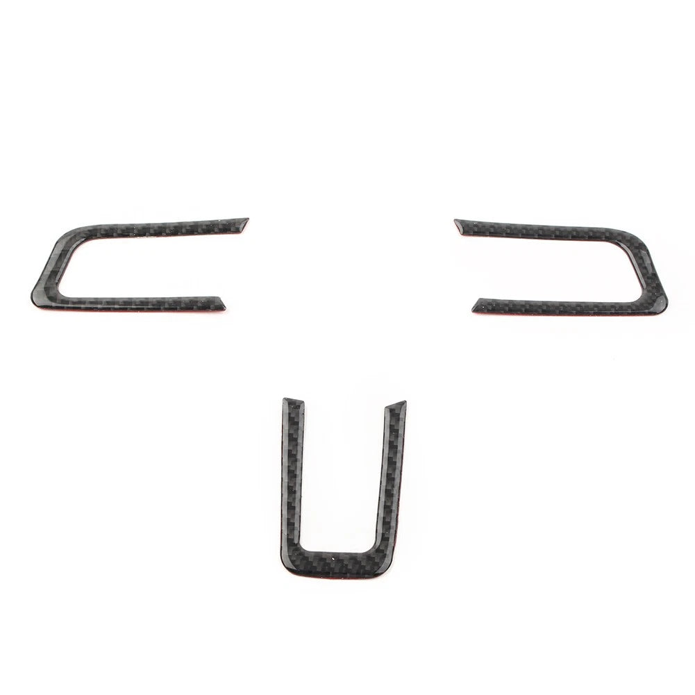 3X Carbon Fiber Steering Wheel Cover Trim for Ford Mustang (2015–2019)