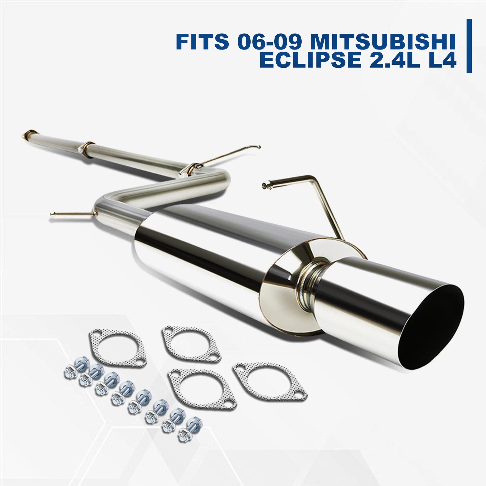 4" Stainless Muffler Tip Catback Exhaust System for Eclipse 2006–2009 2.4L 4G69