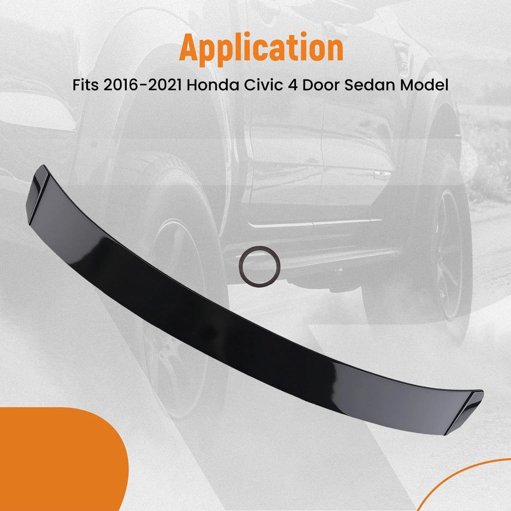 Rear Window Roof Spoiler for Honda Civic Sedan (2016–2021) Black Sport Style