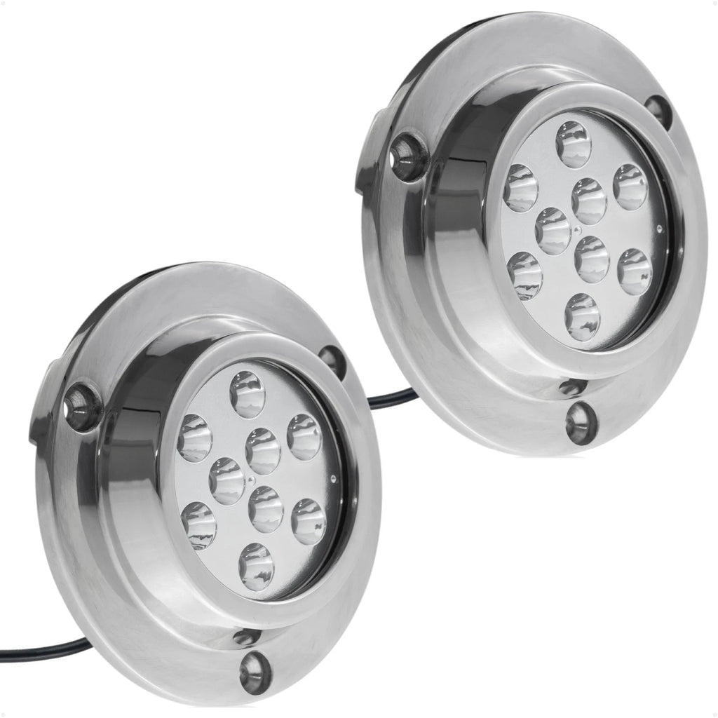 2X LED Transom Underwater Lights for Boat 12V - High Power Blue