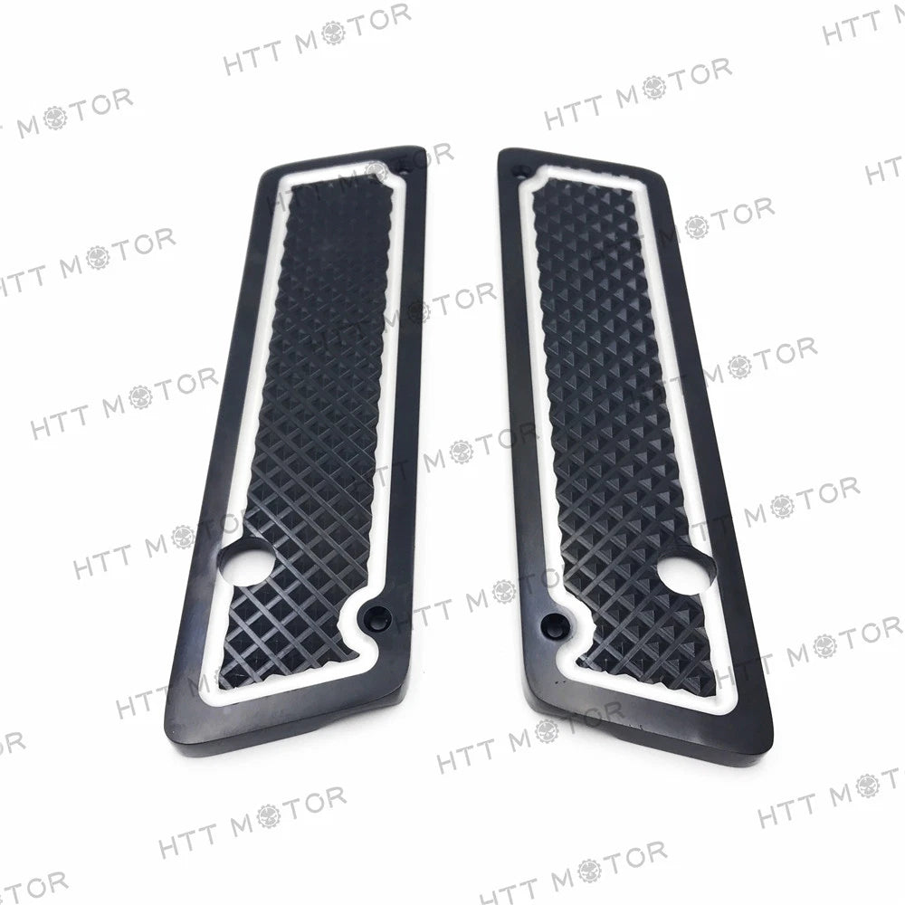 Set of 2 Black Diamond Saddlebag Latch Covers for Harley FLH/FLT (1993–2013)