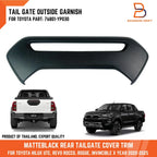 Black Tailgate Garnish Cover Trim for Toyota Hilux Ute (2020-2025)