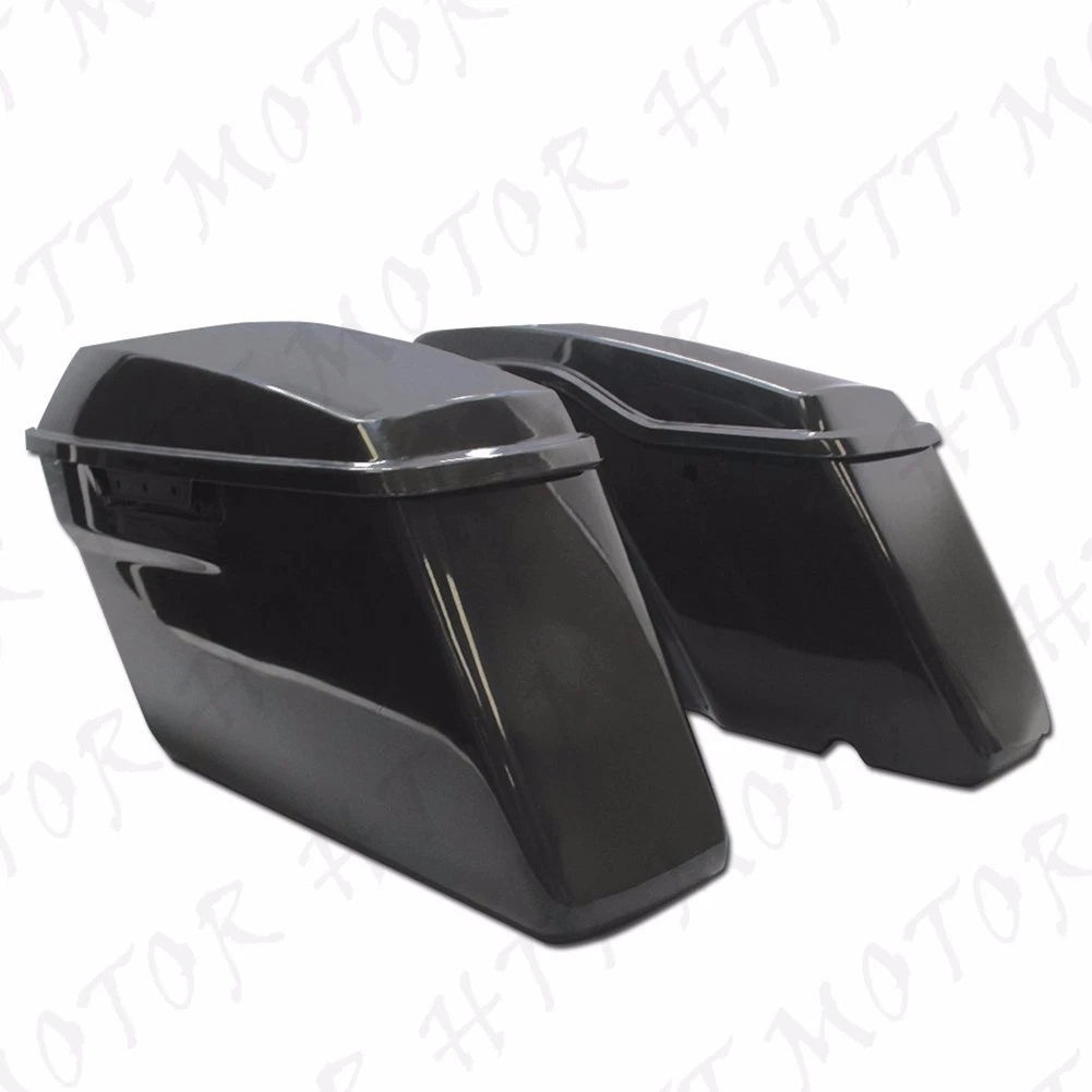 Unpainted Saddlebags with Chrome Bracket Guard Bars for Harley Touring (2014–2024)