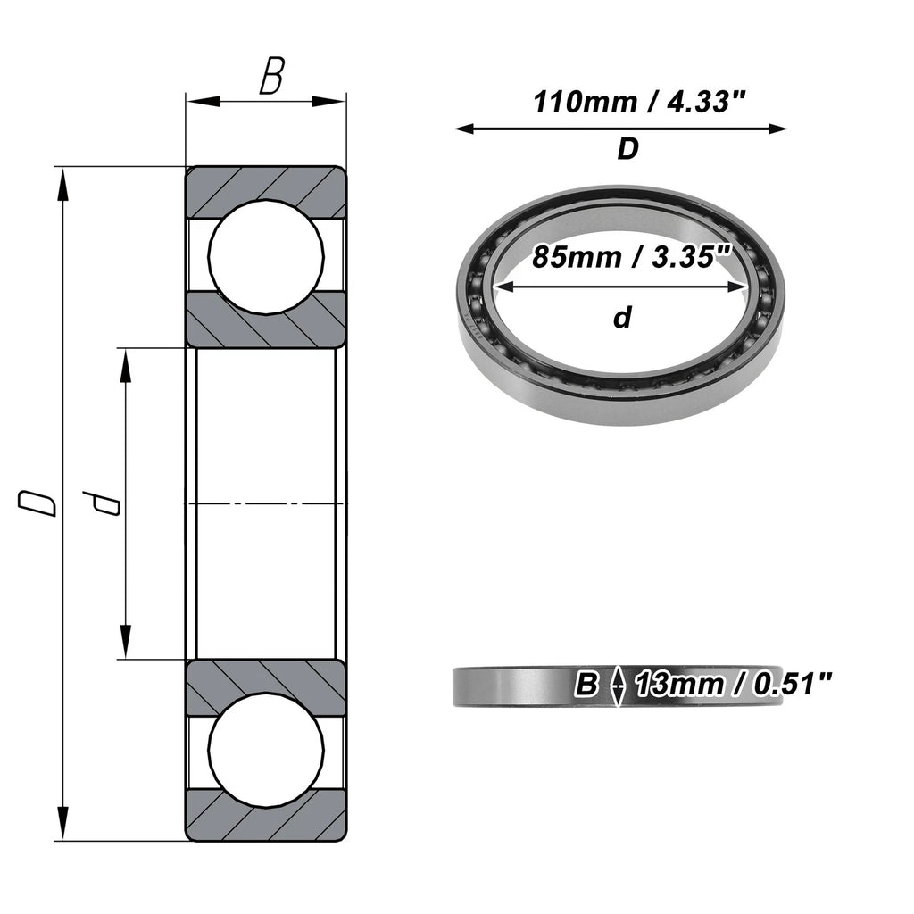Deep Groove Ball Bearing 85x110x13mm for Scooter Skateboard (1Pc)