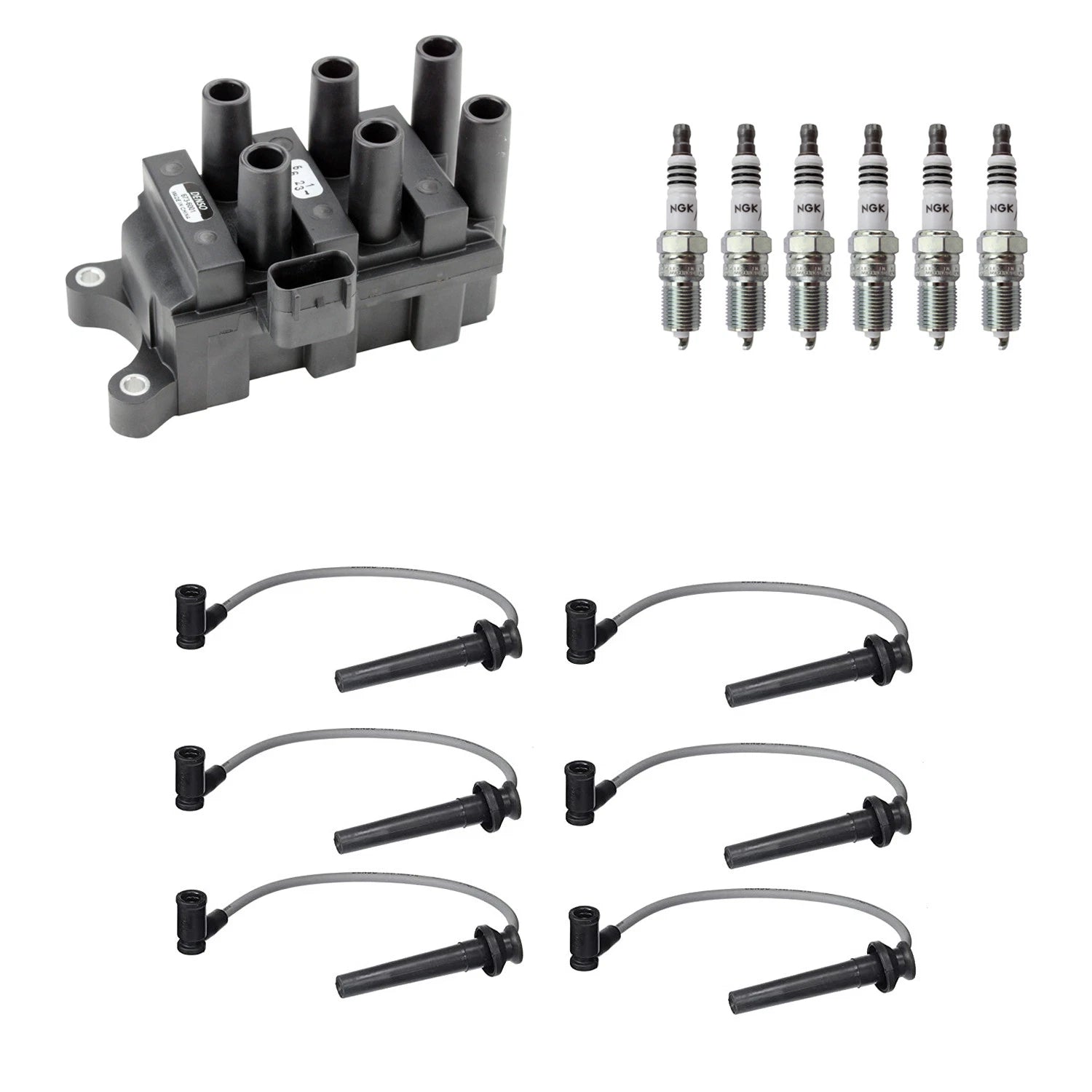 Set of 6 Denso Ignition Coil Wires & NGK Iridium Spark Plugs for Taurus