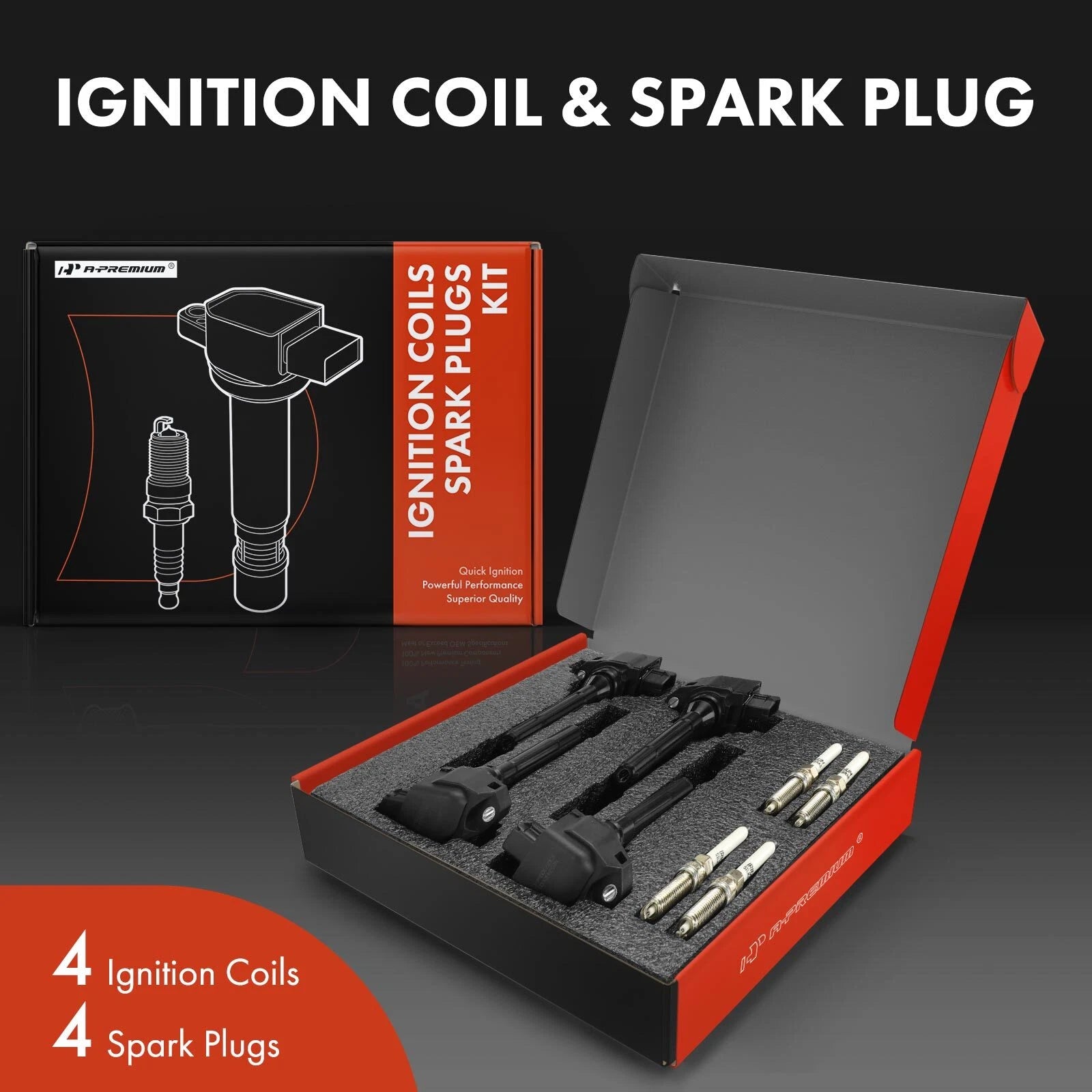 Set of 4 Ignition Coils & 4 Spark Plugs for Subaru Outback