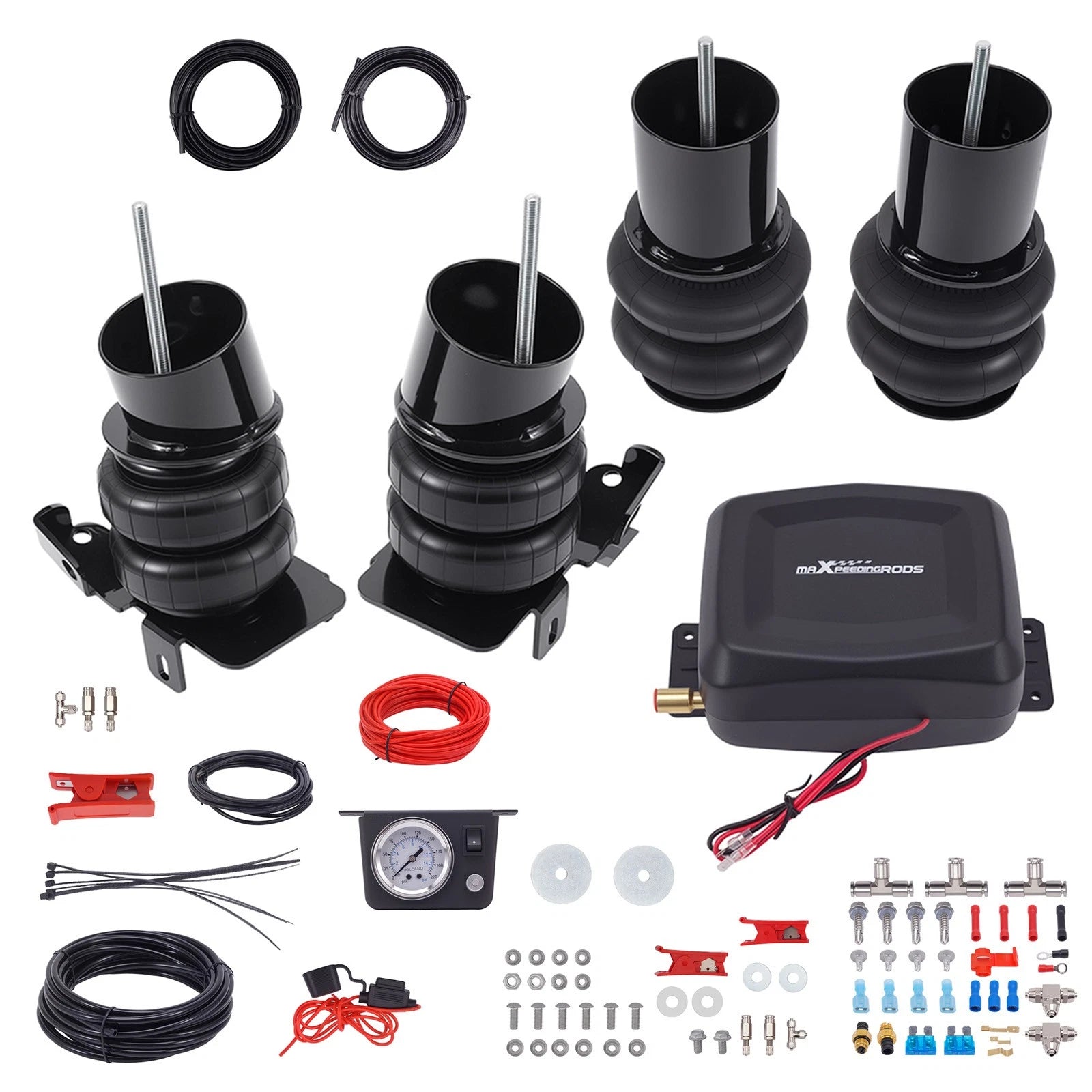 Front Rear 4pcs Air Ride Bags + Air Compressor For Chevy Impala Caprice B-Body