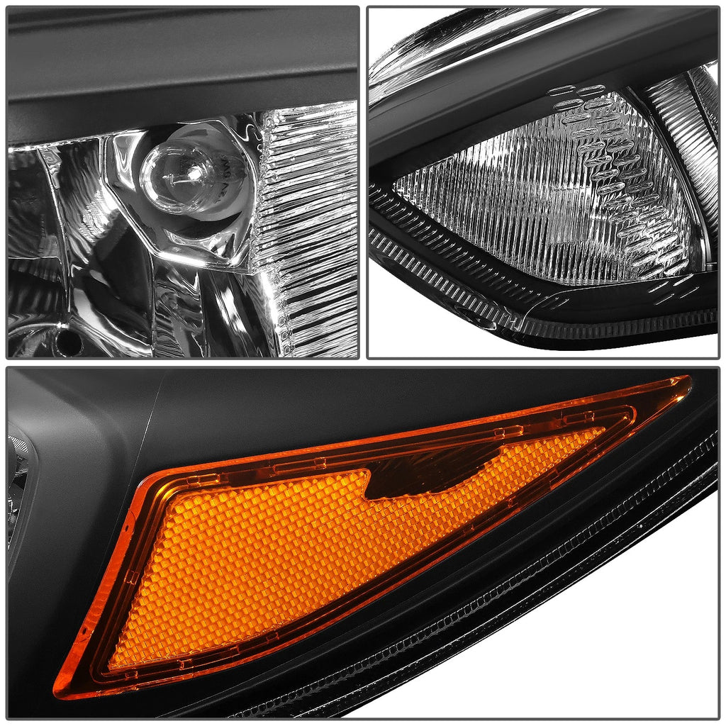 Pair of Black/Amber Signal Headlight Lamps for Ford Focus (2015–2018)