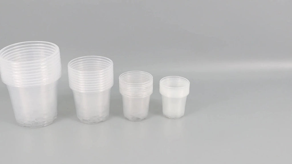 Set of 36 Reinforced Clear Nursery Pots for Plants and Flowers