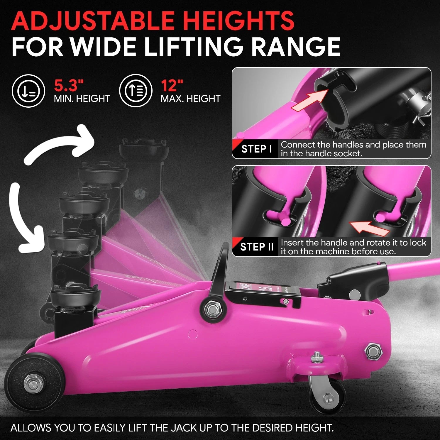 5.3-12in Hydraulic Lift Floor Jack for Universal Use (3000lbs Capacity)