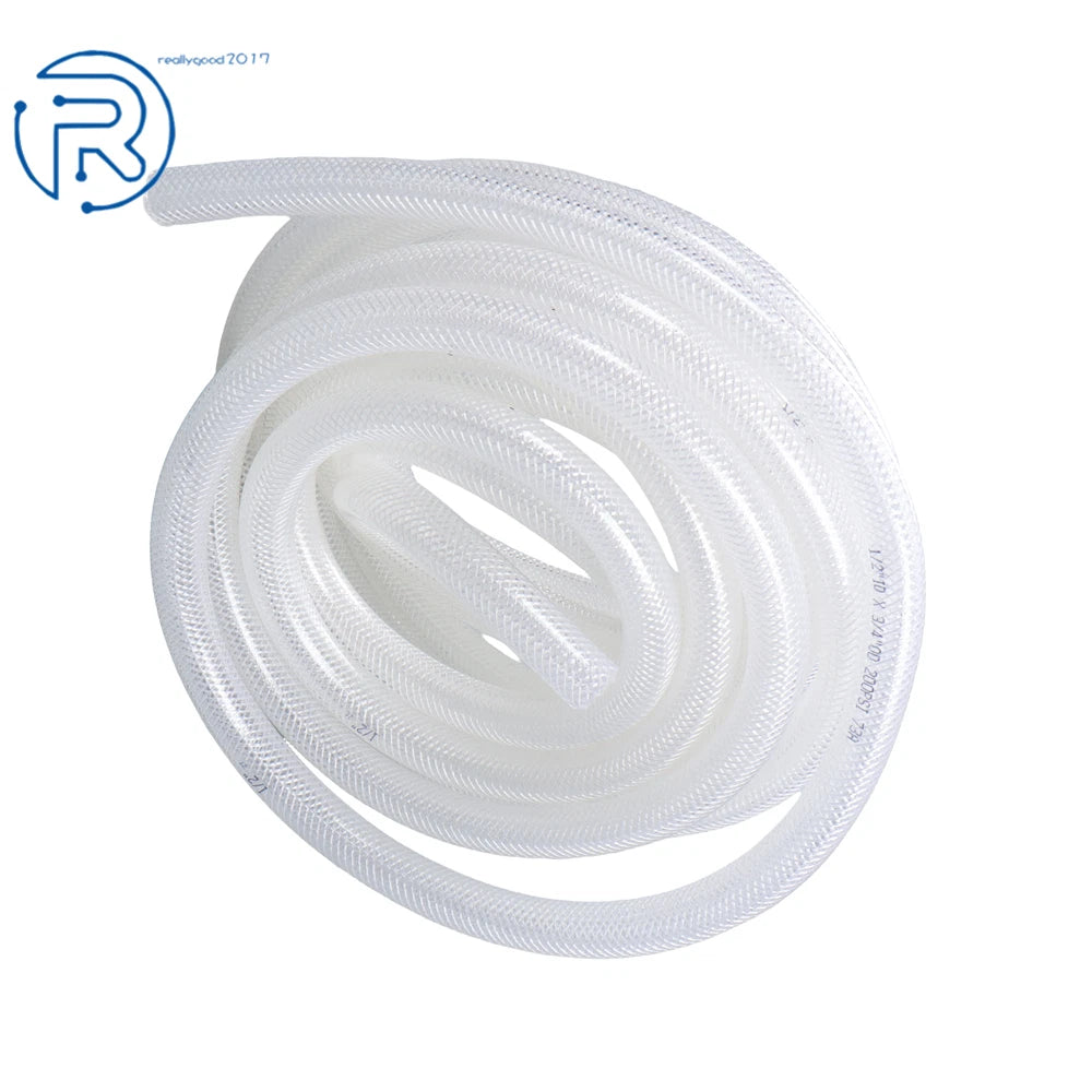25 Ft 1/2" ID × 3/4" OD Heavy Duty Braided Clear PVC Tubing