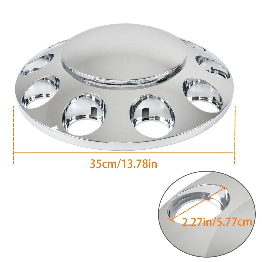 Set of 2 Front Chrome Wheel Axle Hub Cover Kit for Semi (33MM Nut)