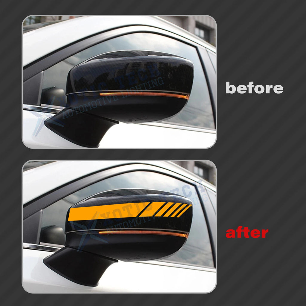 2Pcs Orange Car Rear View Mirror Eyelid Vinyl Decal Stickers (-)