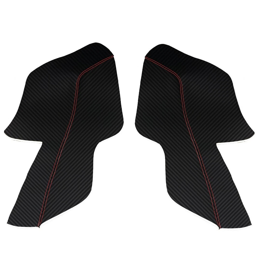 Door Panel Insert PVC Carbon Cover for Ford Mustang (2015–2020) Red Stitch