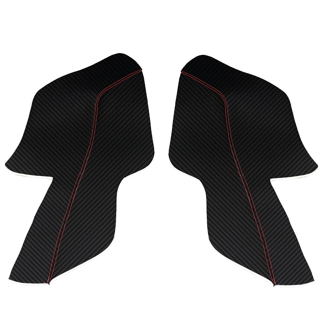 Door Panel Insert PVC Carbon Cover for Ford Mustang (2015–2020) Red Stitch