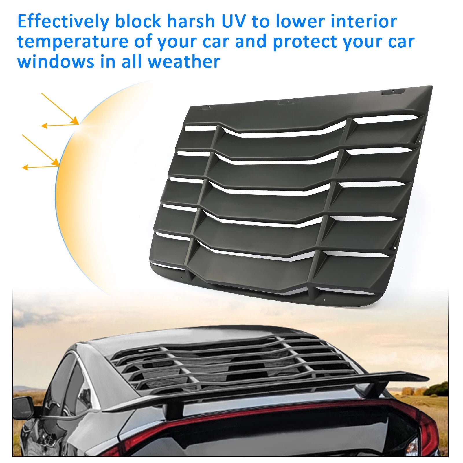Rear Window Louver Sun Shade Cover for Honda Civic 2DR (2016-2020)