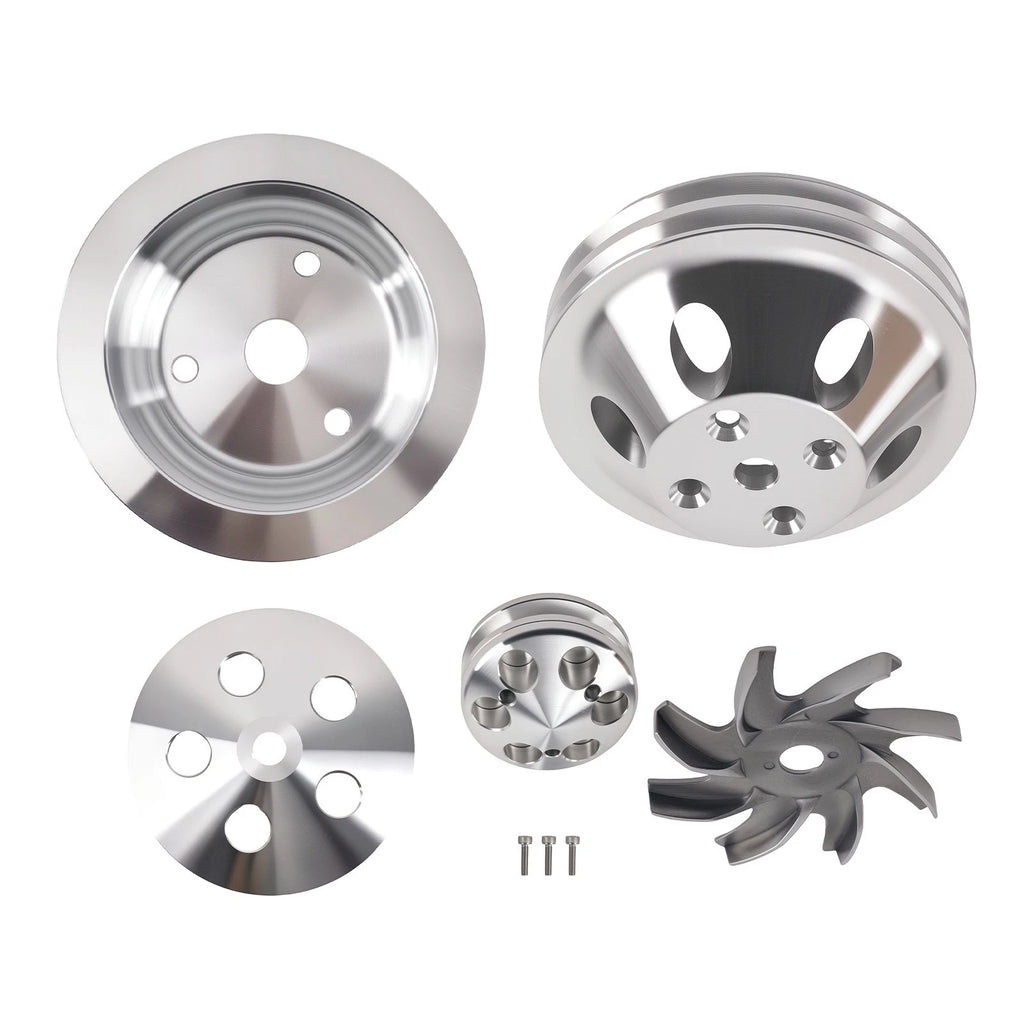 2 Groove Water Pump Crank Pulley Kit for Small Block Chevy 283/327/400
