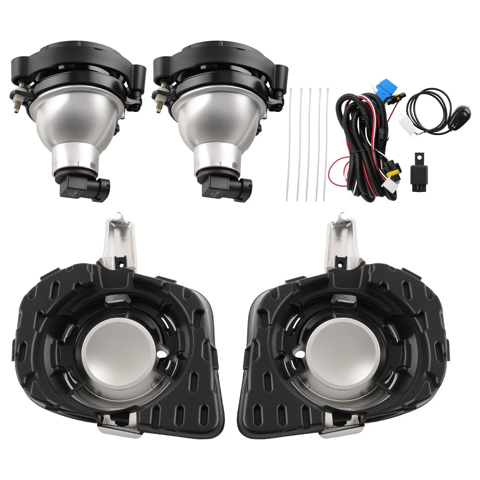 Clear Lens Fog Lights for Chevy Equinox (2010–2016) w/ Bulbs, Wiring, Switch Kit