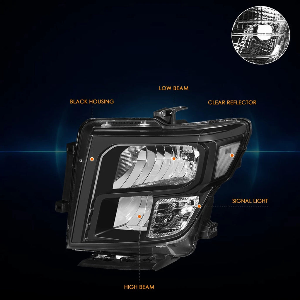 Headlights for Nissan Titan XD (2016–2024) OE Style Black Housing Clear Corner