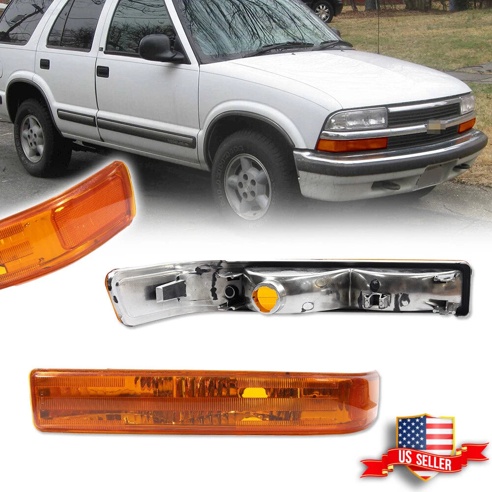 Amber Front Bumper Parking Signal Lights for Chevy S10 Blazer (1998–2004)
