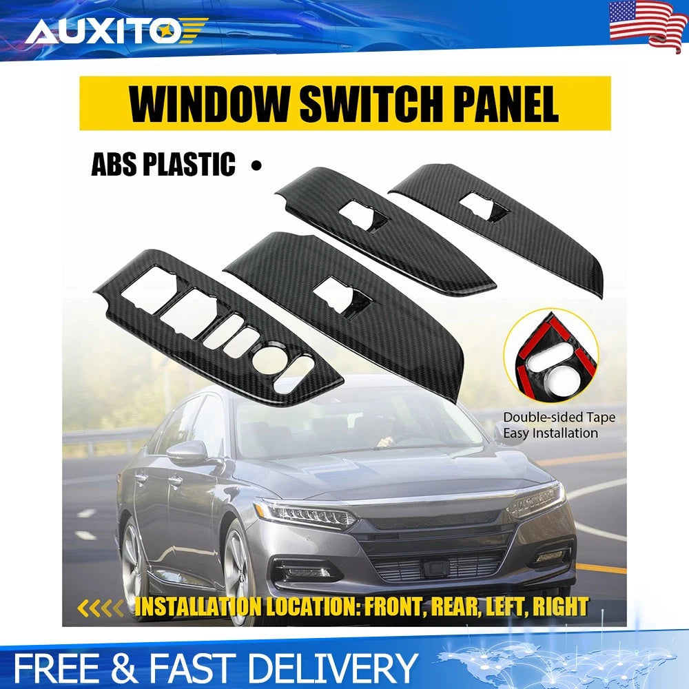 Carbon Fiber Look Inner Window Switch Panel Cover for Honda Accord (2018–2022)