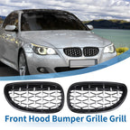 1 Pair Front Hood Bumper Grille Grill Diamond Star for BMW 5 Series (2004–2009)